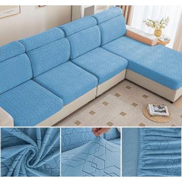 Imagem de Sofá De Estiramento Slipcover Sofá Capa Protetor De Móveis Sofá Macio Com Fundo Elástico Para Crianças, Poliéster Spandex Jacquard Tecido (C,Azul09)