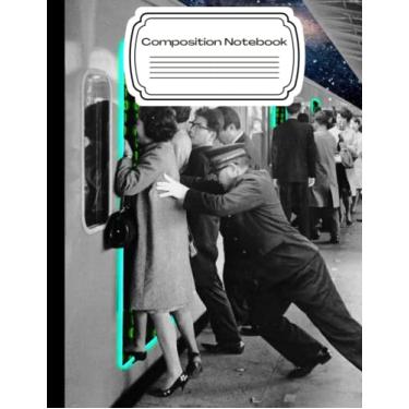 Imagem de Caderno de composição: papel branco forrado com sangria | Diário de arte de colagem digital surreal espacial | Para meninos, adolescentes e adultos