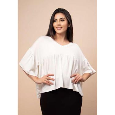 Imagem de Blusa Bata Fulô Babado Malha Off White - Único-Feminino