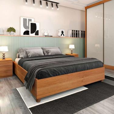 Imagem de base para cama box queen mônaco com 2 mesas de cabeceira veronna 3 gv cinamomo