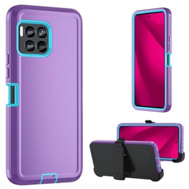 Imagem de Capa para T-Mobile Revvl 7 Pro 5G, capa resistente Revvl 7 Pro 5G, com clipe de cinto e protetor de tela de vidro temperado, [proteção de grau militar] [à prova de choque] [à prova de queda] [à prova