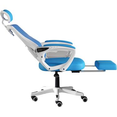 Imagem de Cadeira de escritório de mesa, cadeira de computador de couro PU com encosto alto grande, cadeira de escritório executiva com apoio para as pernas e apoio lombar, cadeira de escritório de ma