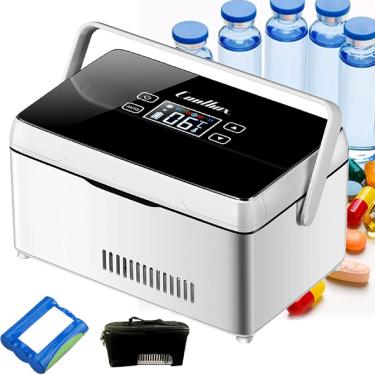 Imagem de Refrigerador portátil para medicamentos de insulina Refrigerador de insulina para medicamentos de viagem Cooler Reefer Container para viagens com display LCD - Mantenha a insulina na tempera