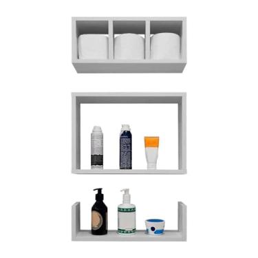 Imagem de Mercado das Prateleiras Nicho Prateleira Decorativa Branca para Banheiro 40 x 12cm