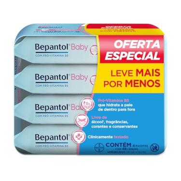 Imagem de Bepantol Baby Kit Lenço Umedecido, Ideal para a Pele do Bebê, Fórmula Hidratante com Pró-Vitamina B5, Hipoalergênico, Sem Fragrância, Corantes e Conservantes, Leve 4 Pague 3, 192 Lenços