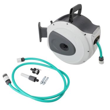 Imagem de Carretel Retrátil de Mangueira de Jardim Carretel de Mangueira Automático 65,6 Pés 1/2 Polegada Mangueira de Qualquer Comprimento Trava de Rebobinamento Automático Suporte
