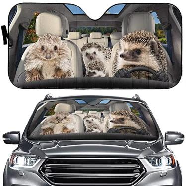 Imagem de Guarda-sol para carro família ouriço para janela de para-brisa fofo motorista de ouriço carro decoração de para-brisa proteção de carro anti UV