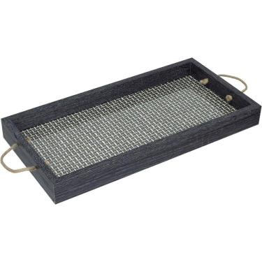 Imagem de Bandeja Decorativa Para Servir Home&co Retangular Mdf 40x20x4cm Preto
