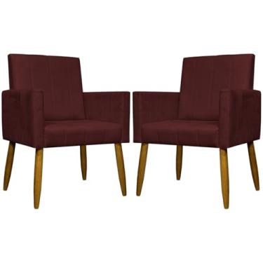 Imagem de Kit 2 Poltronas Para Sala Decorativas Mari Cadeiras Reforçadas Para Recepção Manicure Sala De Espera Consultório Escritório Confortável Pés Palito Suede Bordô - Clique e Decore