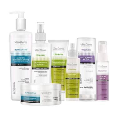 Imagem de Kit Limpeza De Pele Oleosas E Acne Vita Derm Protetor Solar