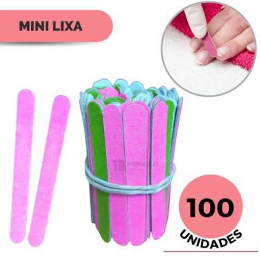 Imagem de 100 Lixas De Unha Mini Descartáveis Manicure Pedicure 8 Cm - Monolo, C