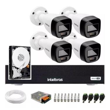 Imagem de Kit Cftv Intelbras 4 Cameras Segurança Full Color Vhd 1120b dvr 4ch fu