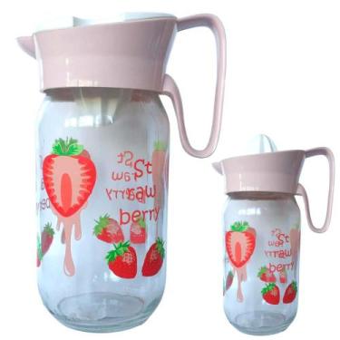 Imagem de Jarra De Vidro Para Sucos 1L Com Espremedor Estampa e Tampa. - Imporie