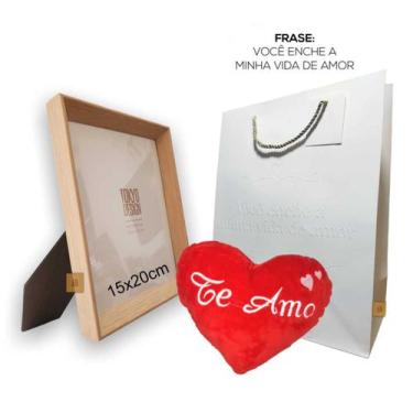 Imagem de Kit Porta Retrato Mdf Almofada Coração Sacola Dia dos Pais - MultiA, B