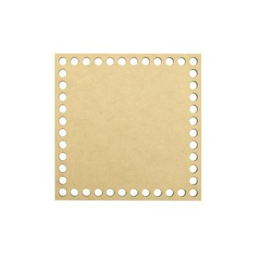 Imagem de Kit 5 Placa Base Quadrada Cesto Fio de Malha Croche 12x12 Mdf Madeira 