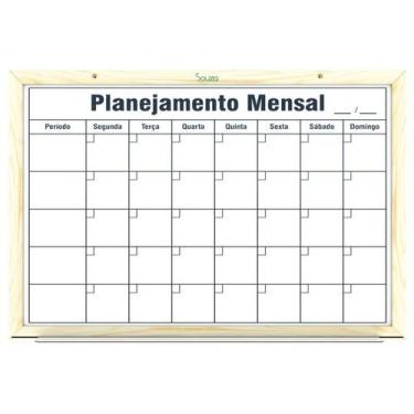 Imagem de Quadro Branco de Planejamento Mensal 60x40 Souza Madeira - SOUZA & CIA
