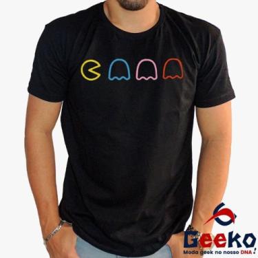 Imagem de Camiseta Pac Man 100% Algodão Geeko, Preto gola careca, P