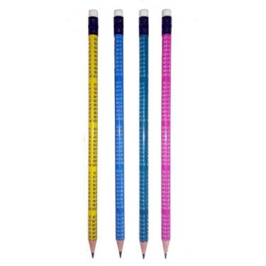 Imagem de 4 lápis grafite com borracha estampado tabuada gatte - Make+