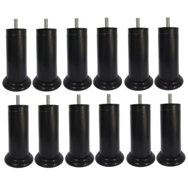 Imagem de Kit 12 Pe Cama Box Fixo Preto 12cm Plástico Com Parafuso Central - Jth