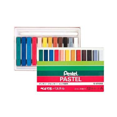 Imagem de Giz Pastel Seco Pentel 12 Cores Urbanas e Básicas Artístico