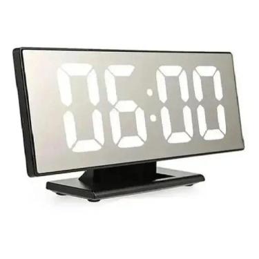 Imagem de Relogio Digital LED Espelhado De Mesa Com Alarme Despertador Data E Te