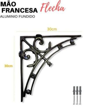 Imagem de Mão Francesa Cantoneira 6pç 30x30 Alumínio preto - Funditex