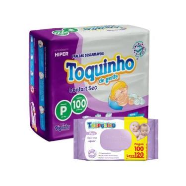 Imagem de Kit Fralda Toquinho Mega + Toalha Umedecida Tropolino c/ 120, P