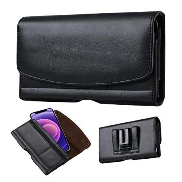 Imagem de CBUS Capa de telefone coldre de couro com clipe de cinto compatível com iPhone 16/15/14 Pro Max/Plus, Galaxy S24/23 Ultra, Motorola Edge, Moto G Pure, TCL (serve com capa Otterbox Commuter) bolsa de