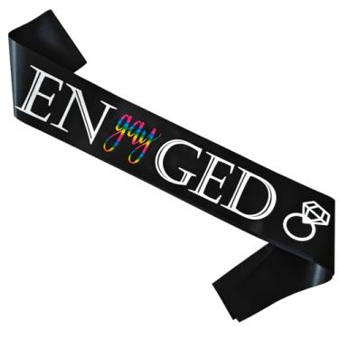Imagem de Engayged Sash, Bride, Groom to Be Sash Gay Pride Lesbian Wedding Shower Bachelor Bachelorette Party Supplies, Same Sex Wedding Engagement Party Decor, LGBTQ Pride Month Parade Accessory