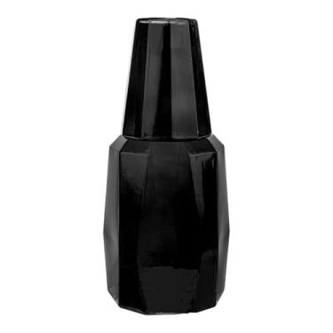 Imagem de Bruno Magli Jarra preta Geo | Conjunto de 2 peças | Copo de vidro funciona como uma tampa | Jarra de água elegante para mesa de cabeceira com copo combinando para decoração de escritório, casa e