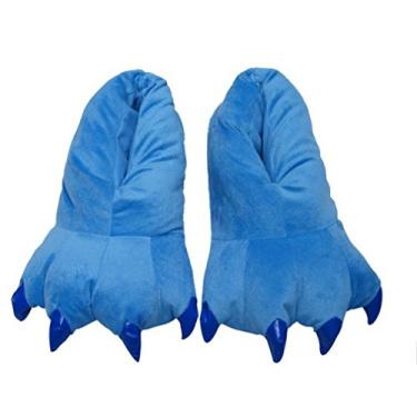 Imagem de MizHome Pantufas unissex macias com garra de pata para casa, Azul, 10-13 M US Little Child