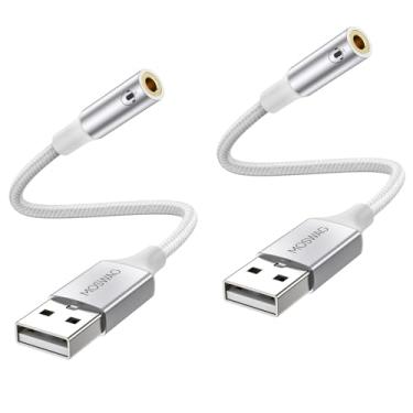 Imagem de MOSWAG Adaptador de áudio USB para conector de 3,5 mm, cabo USB para auxiliar com microfone TRRS de 4 polos, adaptador auxiliar de PC para fone de ouvido, placa de som externa para PC, PS4, PS5 e mais