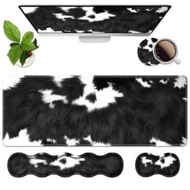 Imagem de Conjunto de descanso de pulso ergonômico 4 em 1 com espuma de memória, almofada de mesa para jogos XGG grande + descanso de pulso para teclado + almofada de pulso para mouse + porta-copos para jogos