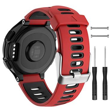 Imagem de For Garmin 735XT/Garmin Approach S20 S5 S6 Band Replacement, Garmin Forerunner 235 Band, Soft Silicone Strap for 620 630 235 220 230 735XT Smart Watch Accessory(Black/Red)