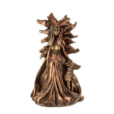Imagem de Estátua Pequena Hécate Deusa Tríplice Dourada em Resina - Indra Shop