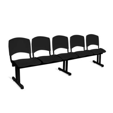 Imagem de Longarina Plástica 5 Lugares A/E Preto Lara - Shop Cadeiras