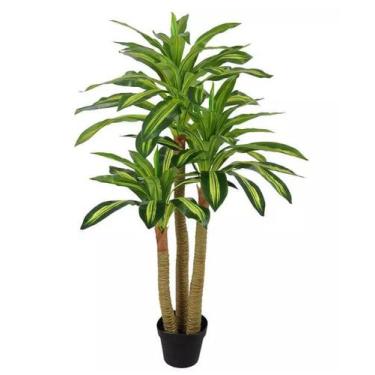 Imagem de Planta Árvore Artificial Dracena Real Toque com Pote Verde Creme 1,2m 