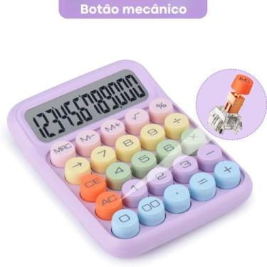 Imagem de Calculadora Colorida De Mesa Kawaii Fofinha 12 Dígitos Grande Escolar 