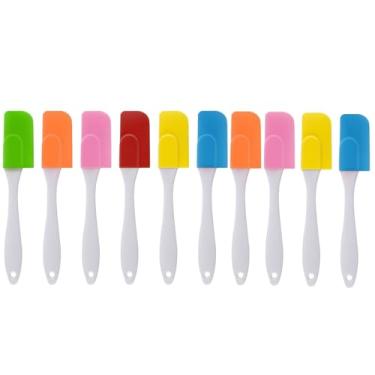 Imagem de 10 Pcs Espátulas de silicone Espátulas de borracha Espátula resistente ao calor Espátula de alta temperatura para serviço pesado Conjunto comercial de espátulas de (Multi-cor)
