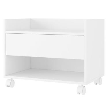 Imagem de Gabinete Armário Mesa De Cabeceira Multiuso Ivy 60cm 100% Mdf Bp Com 01 Gaveta Branco - Desk Design