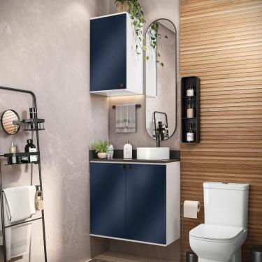 Imagem de Conjunto Para Banheiro Com Aéreo Kappesberg Celeste 2 Peças Branco/azul 80cm