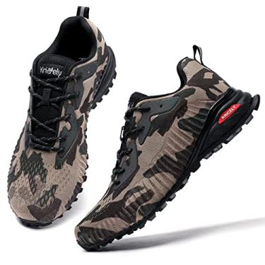 Imagem de Kricely Masculino Tênis de Corrida de Trilha Moda Tênis de Caminhada para Homens Camo Tênis de Treinamento Cruzado Casual Calçado de Caminhada Ao Ar Livre Tamanho 9.5