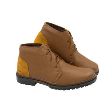 Imagem de Bota Coturno Masculina Cano Baixo Couro Amêndoa Denver - Pé Na Estrada