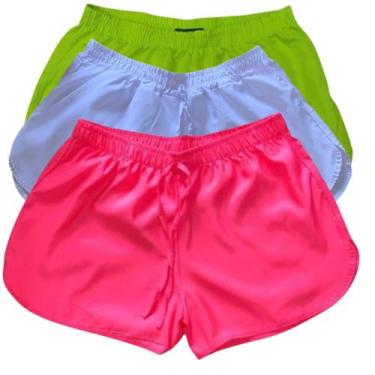 Imagem de Shorts Tactel Feminino Neon Pink Moda Verão Veste Super Bem Plus Size 
