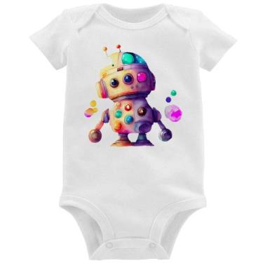 Imagem de Body Bebê Robô Colorido - Foca na Moda, Branco, G