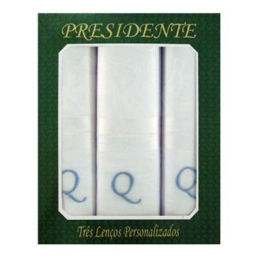 Imagem de Caixa Lenço Masculino Iniciais Bordadas - Letra Q - Premier Presidente