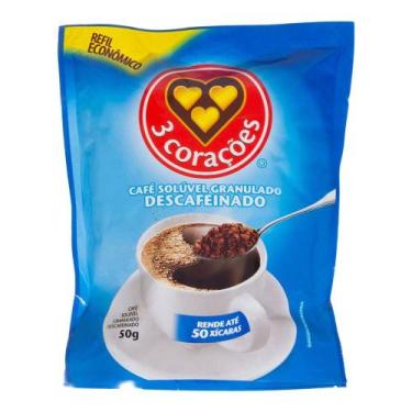 Imagem de Café Descafeinado Solúvel Refil 3 Corações 50g