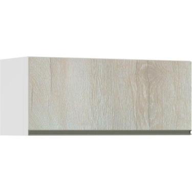 Imagem de Armário Basculante 90cm 1 Porta Branco Polar C/Legno Crema - LUCIANE M