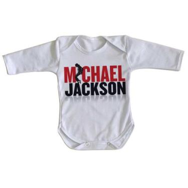 Imagem de body nenê criança roupa bebê manga longa Michael Jackson rei pop - Emp