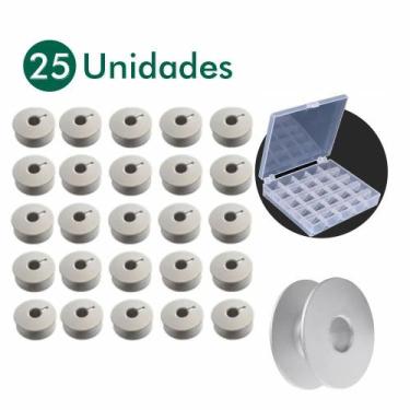 Imagem de Kit 25 Bobinas Aluminio P/ Maquina Reta Industrial + Estojo - Levolpe